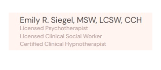 Emily R. Siegel, LCSW, CCH, Psychotherapy & Hypnotherapy